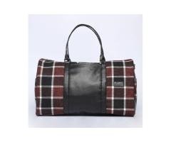 Red Tartan Check Duffle Bag | Classic Travel & Gym Duffel Bag