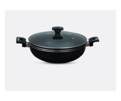 Bright Non Stick Wok With Glass Lid