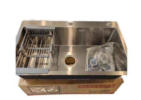 75×45 Matte Chrome Single Bowl Kitchen Sink - 2/2
