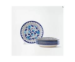 Handmade Ceramic Floral Quarter Plates Set (BC-6-I)