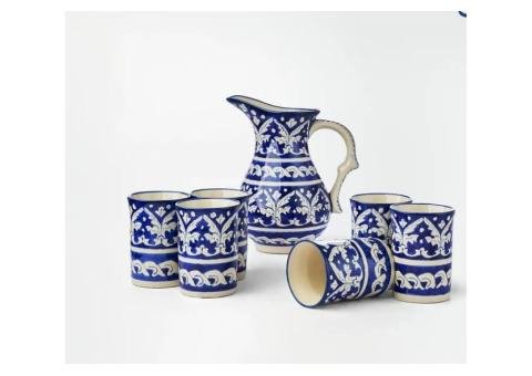 Ceramic Blue Pottery Water Set