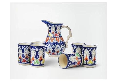 Ceramic Blue Pottery Water Set - 2/2
