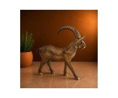 Brass Markhor Small – Handcrafted Pakistani Sculpture