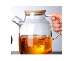 Airtight Heat Resistant Glass Teapot with Wooden Lid
