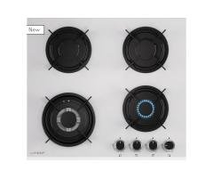 60 cm White Tempered Glass Built-in Gas Hob – 4 Burners