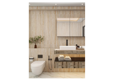 Yellowish White Flexible Travertine Stone Panel - 2/5