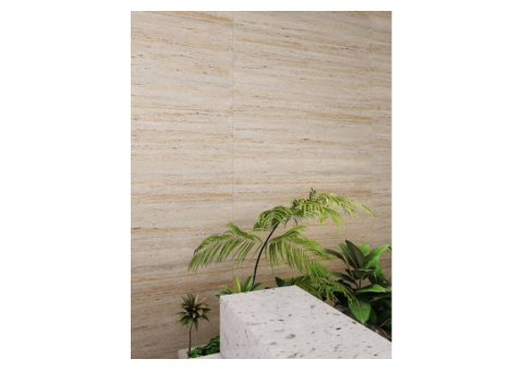 Yellowish White Flexible Travertine Stone Panel - 3/5