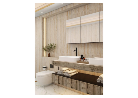 Yellowish White Flexible Travertine Stone Panel - 4/5