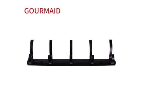 Aluminum Coat Hook with 5 Black Hooks