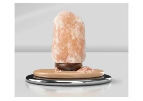 Pink Himalayan Salt Lamp — Natural Raw Cut with Wooden Base