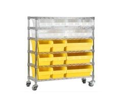 Wire Shelving Trolley With Shelfull Bins WST300