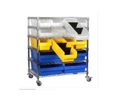 Wire Shelving Trolley With Shelfull Bins WST500