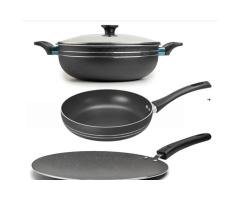 Non-Stick Trio – 30cm Wok + 24cm Frying Pan + 30cm Griddle