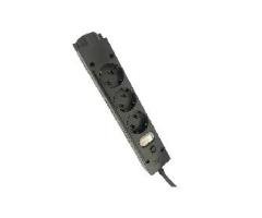 KC 4 Outlet Power Socket | Overload Protection Switch Black
