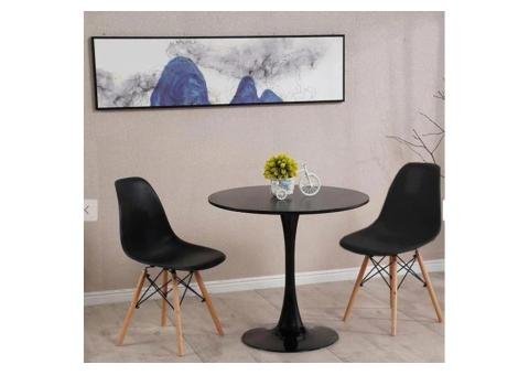 DWS 2 Chairs Round Dining Table Set ( Black Chairs & Black Table) - 2/2