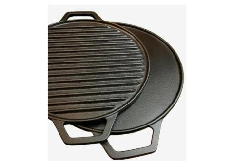15-inch 2-in-1 TRGG15 Cast Iron Reversible Tawa & Grill Pan – Krucible Kitchen