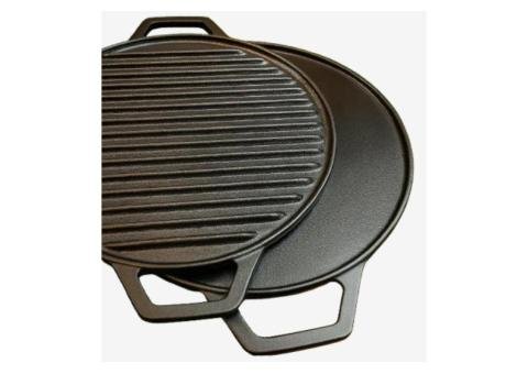 15-inch 2-in-1 TRGG15 Cast Iron Reversible Tawa & Grill Pan – Krucible Kitchen - 2/2
