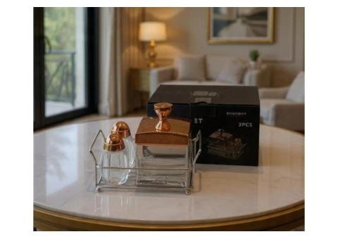 3-Piece Condiment Set with Rose Gold Lid - 2/2