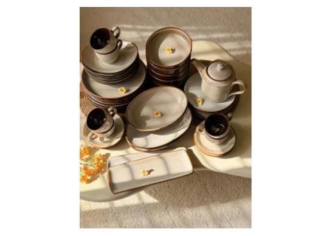 Reactive Cloud Grey Premium Dinner Set - 43 pcs