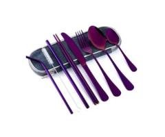 9-Piece Purple Travel Utensil Set: Chic & Reusable