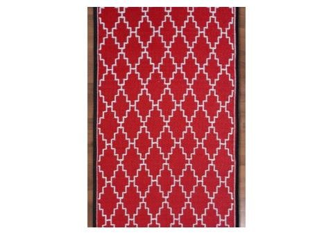 Red with White Geometric Pattern Outdoor Runner