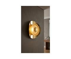 Solaris Polished Gold & Textured Glass Luxury Wall Sconce