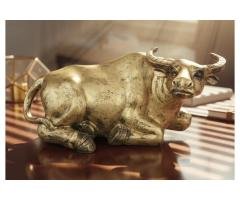 Majestic Resting Bull Decor Statue – Antique Brass