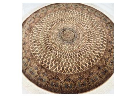 Persian Silk Round Rug | Pure Silk Abresham | 5 ft x 5 ft | 1600 Reeds