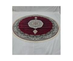 8.25 ft x 8.25 ft Round Persian Crimson Acrylic Rug | 1000 Reed Medallion Carpet Iran