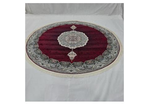 8.25 ft x 8.25 ft Round Persian Crimson Acrylic Rug | 1000 Reed Medallion Carpet Iran - 2/2