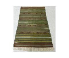 Handmade Green Striped Kilim Rug - 3ft x 5ft