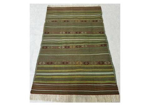Handmade Green Striped Kilim Rug - 3ft x 5ft - 2/2