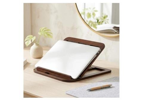 Wooden Laptop Stand – Foldable Desk Riser for Home & Office