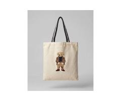 Cute Bear Print Cotton Tote Bag