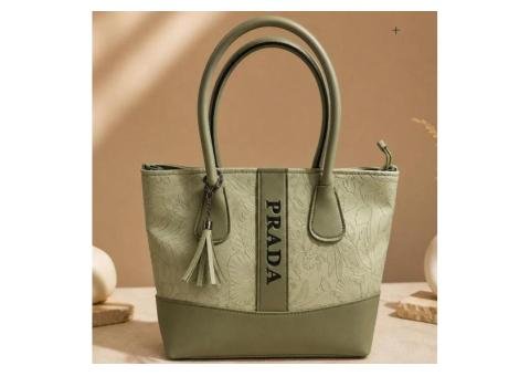 Olive Green Floral Tote Bag