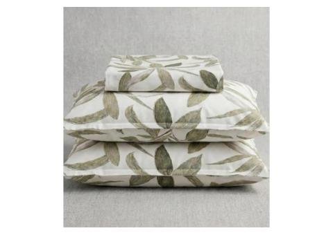 Olive Botanical Leaf Cotton Bedsheet Sets