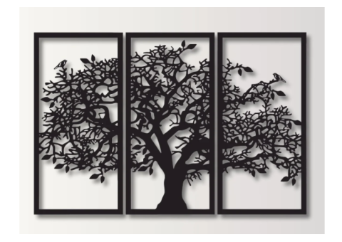 3-Panel Wooden Tree Wall Art – Elegant Nature-Inspired Home Décor