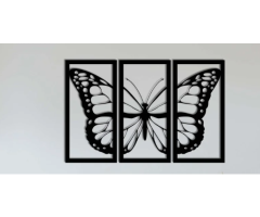 3-Panel Wooden Butterfly Wall Art – Elegant Nature-Inspired Home Décor